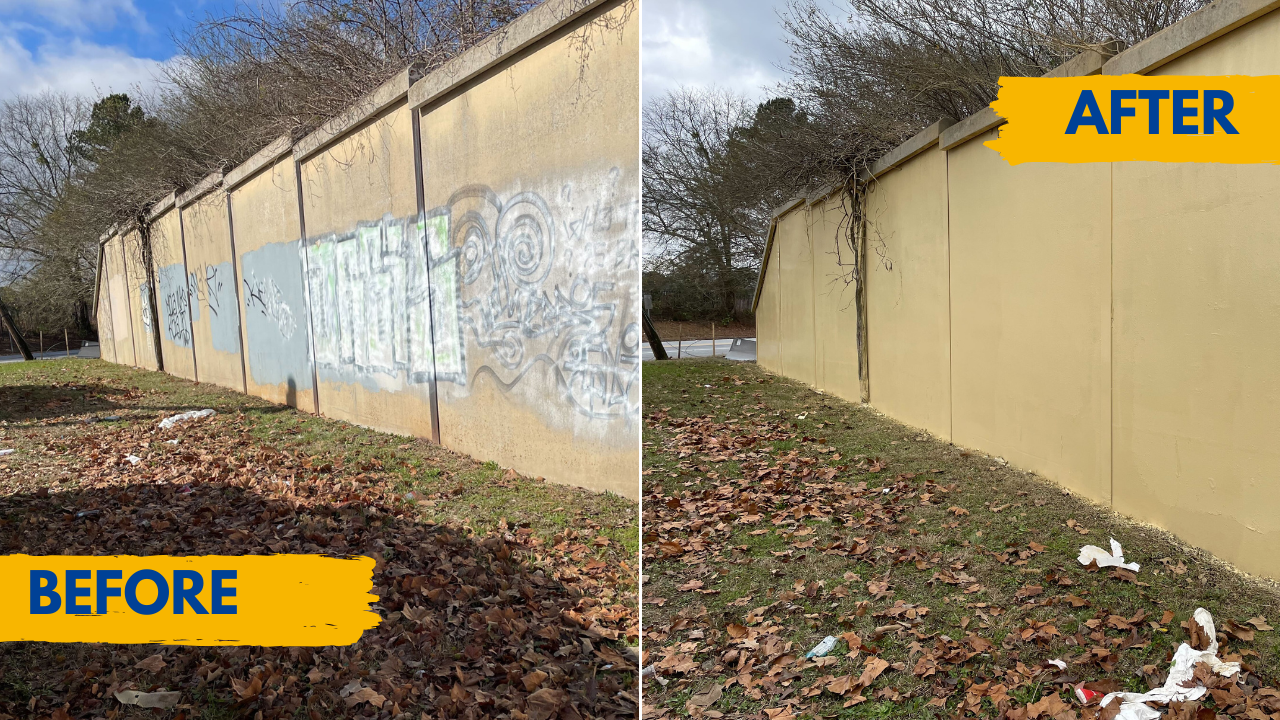 Professional graffiti removal on brick surfaces